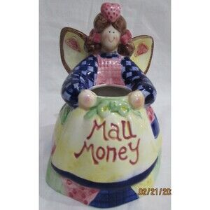 PENNIES FROM HEAVEN MALL MONEY BANK ANGEL PATCHWORK LOOK 2000 DEBRA JORDAN BRYAN